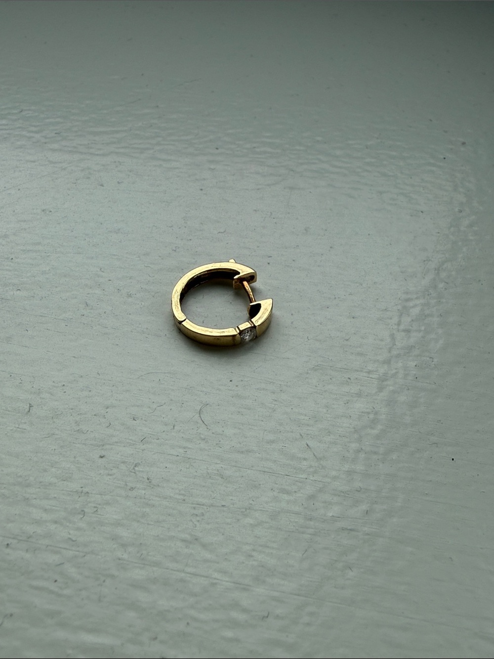 Gold Hoop with Small Diamond